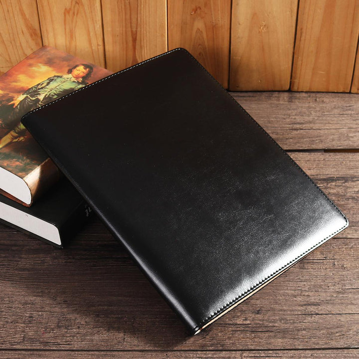 A4 Folder Soft Leather Portfolio Organiser with Calculator Travel Journal Daily Plan Notebook Business Office Writing - MRSLM