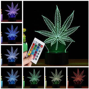 3D LED Maple Leaf Table Lamp Remote Control Touch Night Light Color Change Gift - MRSLM