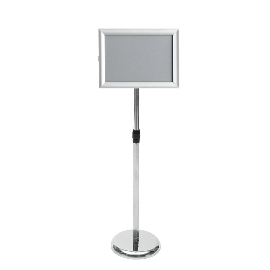 Adjustable A4 Metal Display Pedestal Sign Floor Holder Stand Poster Silver HQ - MRSLM