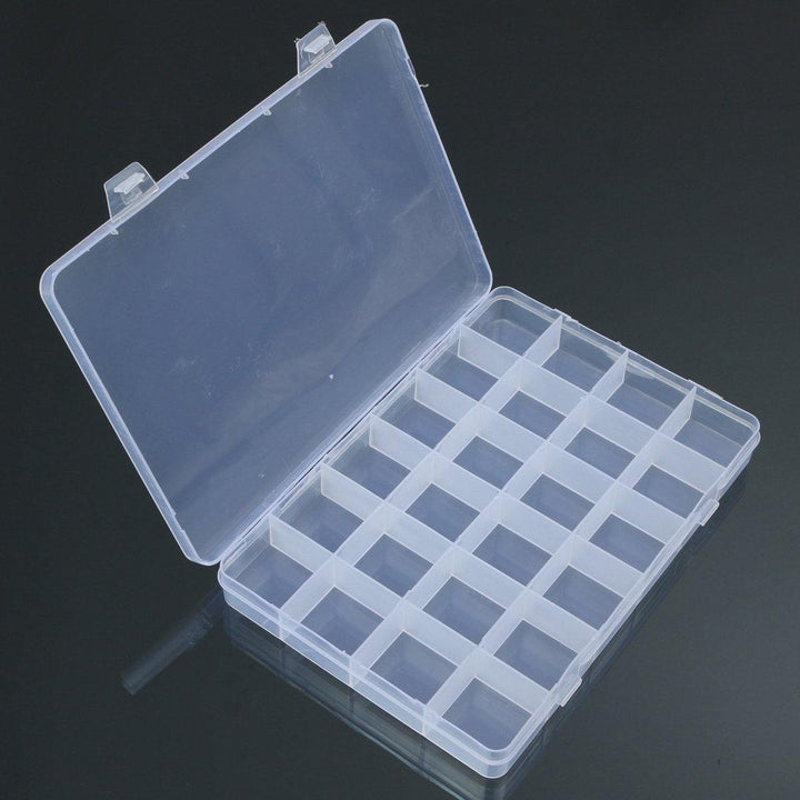 24 Grids Clear Plastic Adjustable Jewelry Storage Container DIY Crafts Organizer Dividers Box - MRSLM