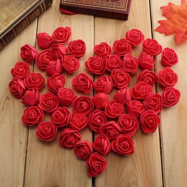 50pcs 2.5cm Artificial Roses PE Foam Rose Flower Wedding Party Home Decoration Valentine's day Fake Flowers - MRSLM