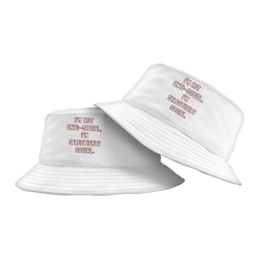 I'm Not Anti-social Bucket Hat - Funny Hat - Themed Bucket Hat - MRSLM