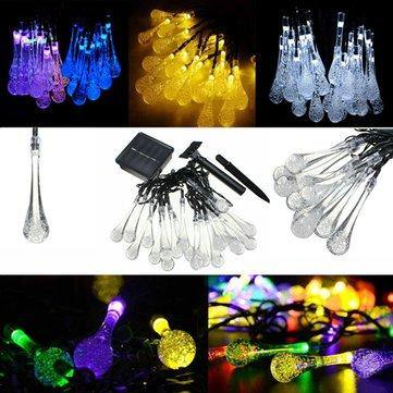 4.8M 20 LED Solar Power Raindrop String Fairy Light For Christmas Party Decor - MRSLM