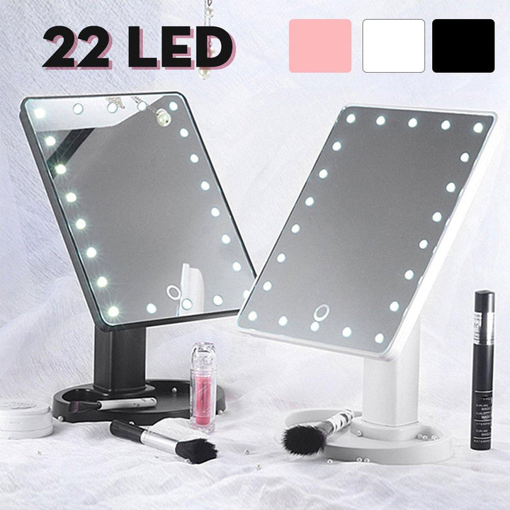 22 LED Lighted Vanity Touch Screen 360° Rotating Cosmetic Makeup LED Mirrors - MRSLM