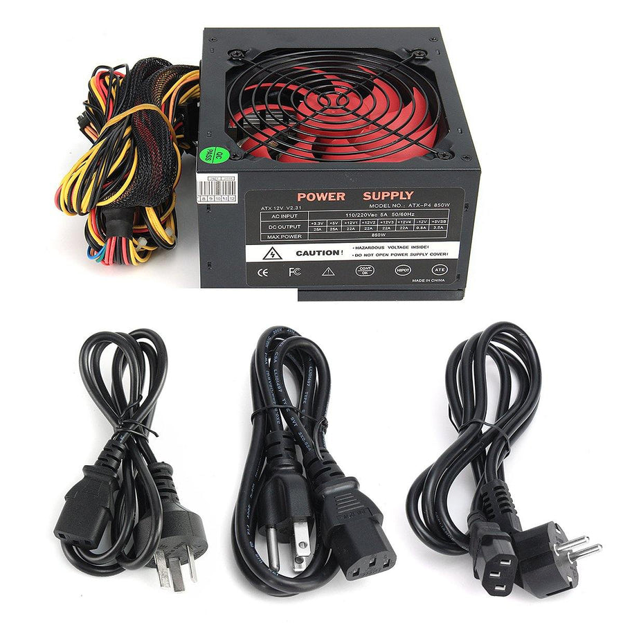 850W 12V ATX Computer Power Supply 12CM Fan 20/4PIN For Intel AMD PC 110V-230V - MRSLM