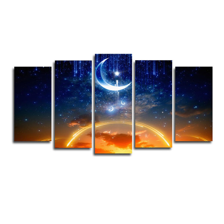 5Pcs Canvas Print Paintings Scenery Oil Painting Wall Decorative Printing Art Picture Frameless Home Office Decoration - MRSLM