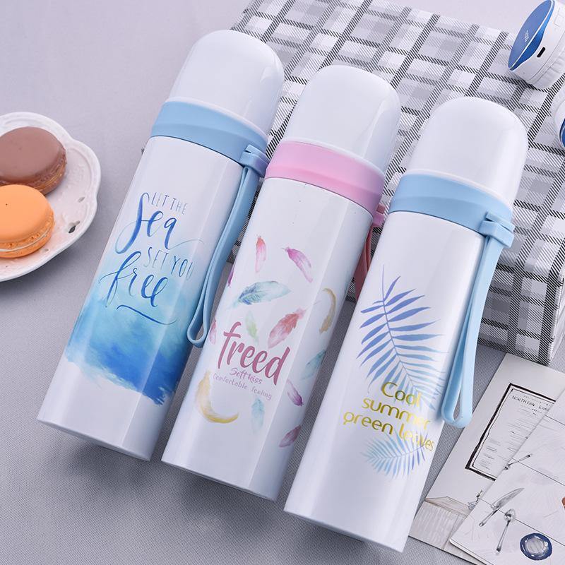 Flamingo Pattern Insulated Water Cup Portable Water Bottle Stainless Steel Material Bottle - MRSLM