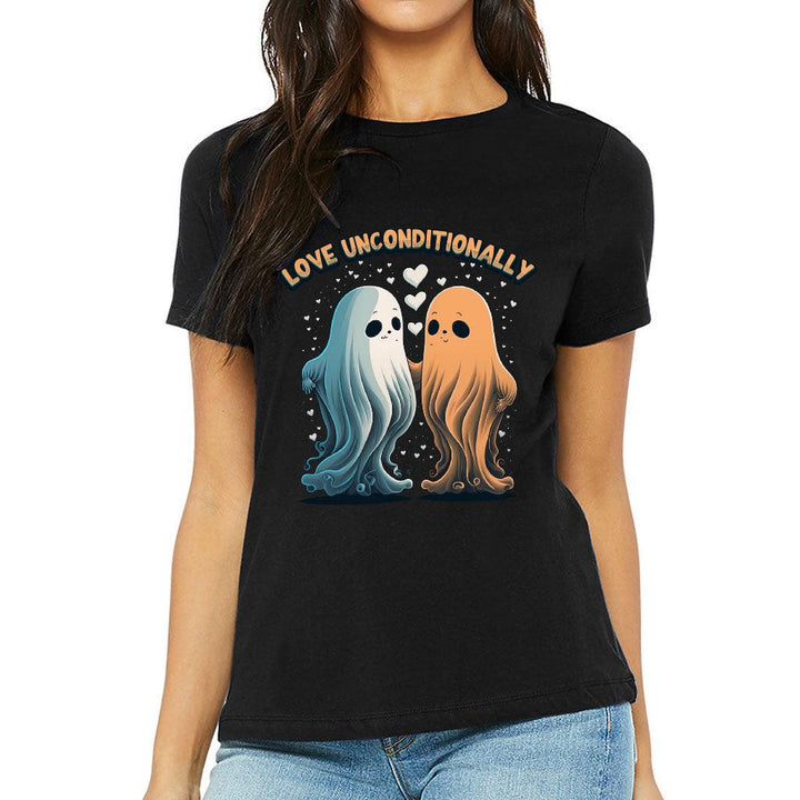 Love Unconditionally Women's T-Shirt - Ghost Print T-Shirt - Graphic Relaxed Tee - MRSLM