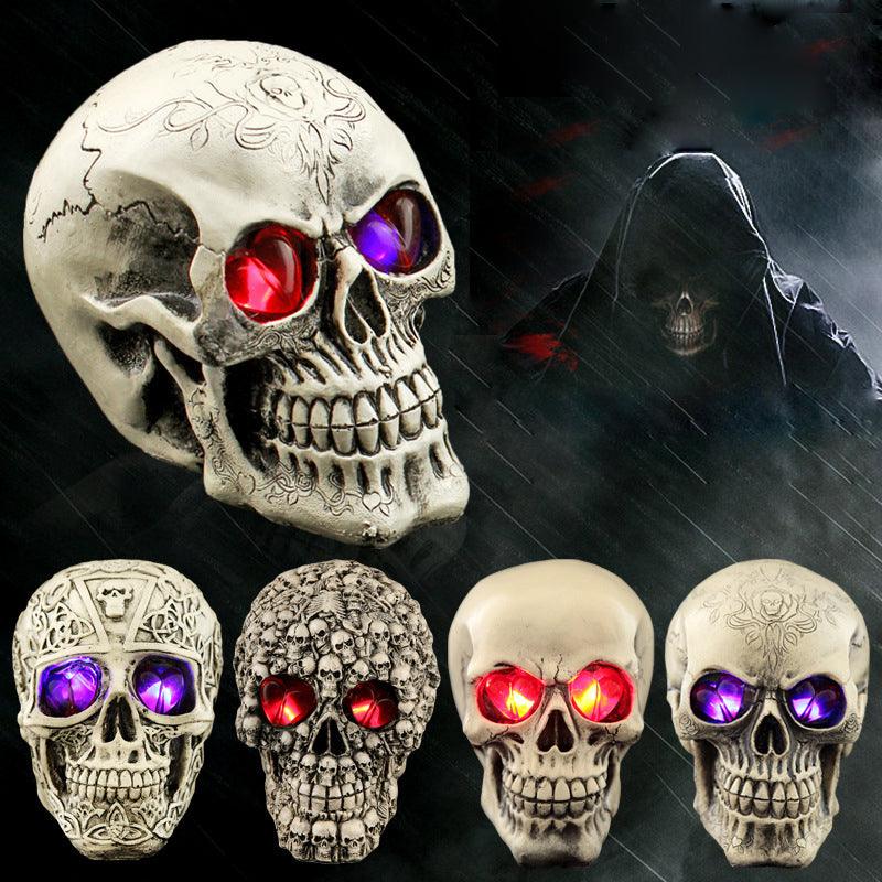 Halloween Human Prop Resin Skull LED Night Lights Decorative Novelty Pranksters Halloween Supplies - MRSLM