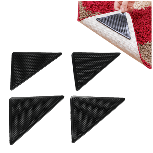 4pcs Anti Slip Coner Rubber Mat Trangle Non Slip Carpet Skid Grippers Rug - MRSLM