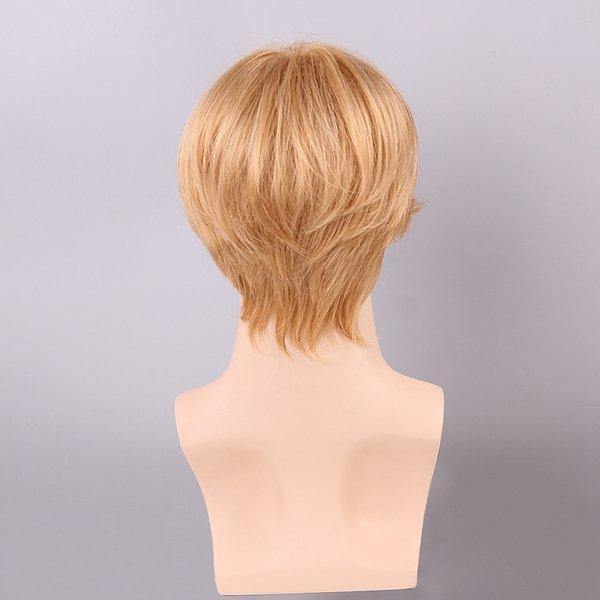 Blonde Men Short Human Hair Wig Male Mono Top Virgin Remy Capless Side Bang - MRSLM