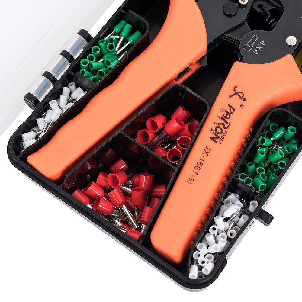 Paron JX-M1687TS Crimper Plier Hexagonal Tube Terminal Crimper Cold Crimper Tube Type Crimper Tools Kit with 850Pcs Terminals - MRSLM