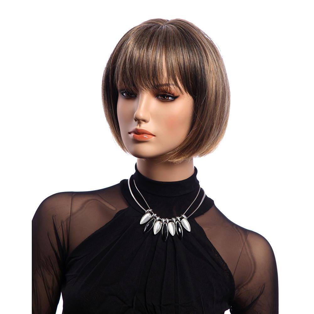 12 Inch Short Straight KANEKALON Full Wig Elegant Bobo Synthetic Wigs Net - MRSLM