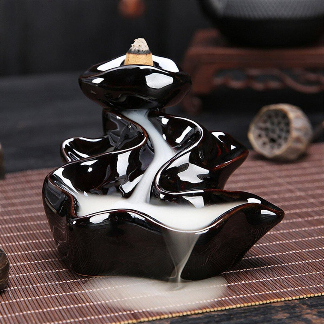 6 Style Buddhist Incense Burner Smoke Backflow Ceramic Glaze Censer Cone Holder - MRSLM