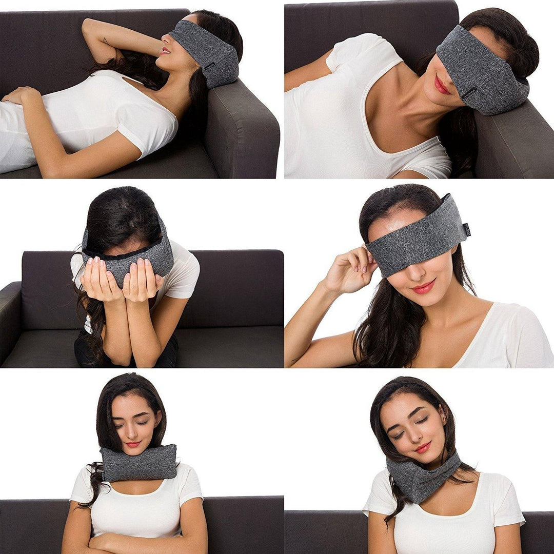 Goggles Neck Support Pillow Portable Travel Compact Pillow And Eye Mask 2 in 1-soft For Airplane Napping Trip Supplies Customized Sleep Positions - MRSLM