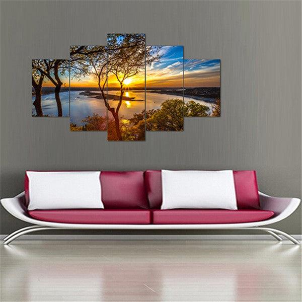 5Pcs Canvas Print Paintings Landscape Wall Decorative Print Art Pictures Frameless Wall Hanging Decorations for Home Office - MRSLM