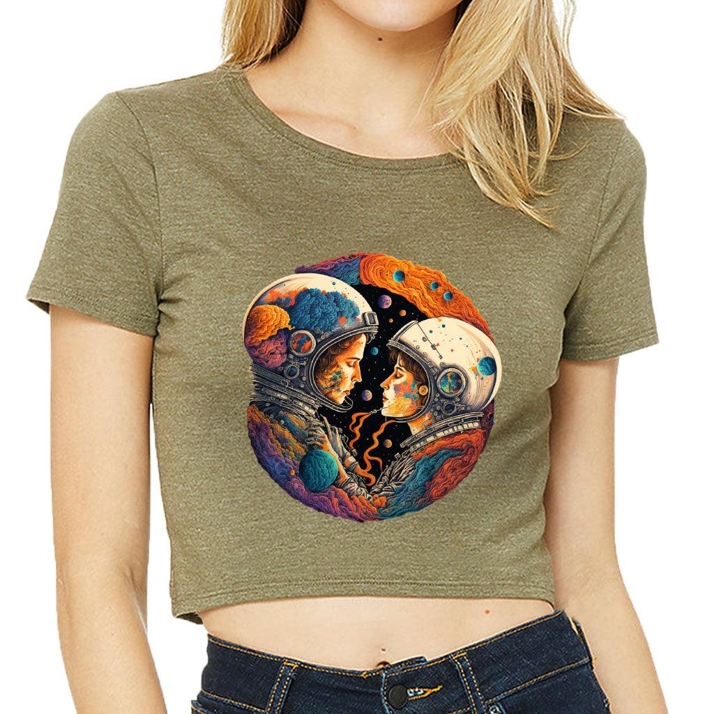 Love Astronaut Women's Cropped T-Shirt - Fantasy Crop Top - Art Cropped Tee - MRSLM