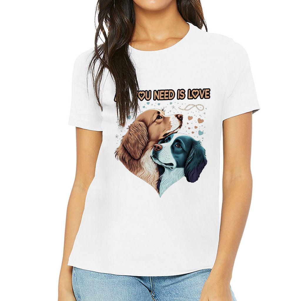 Dog Love Women's T-Shirt - Cute Couple T-Shirt - Art Relaxed Tee - MRSLM