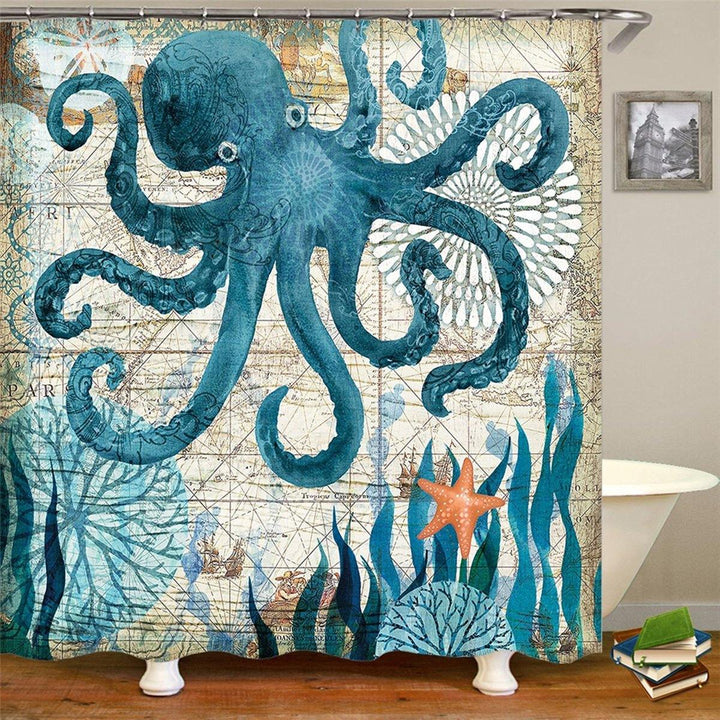 71X71" Ocean Animal 4 Types Waterproof Home Bathroom Bath Shower Curtain - MRSLM