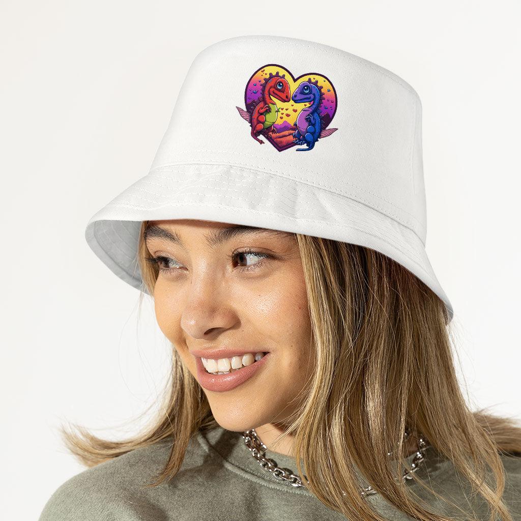 Dinosaurs in Love Bucket Hat - Art Hat - Unique Bucket Hat - MRSLM