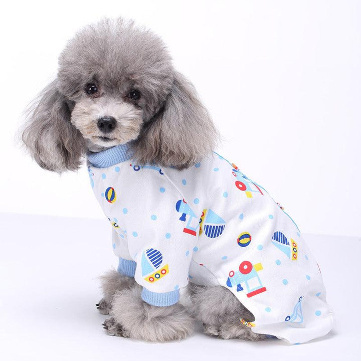 Pet Dog Soft Cloth Cotton Footprint Pajamas Puppy Jumpsuits Soft Clothing Clothes Dog Dress - MRSLM