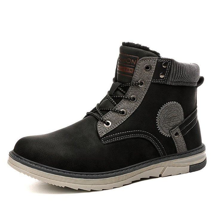 Martin Boots Men's New High-top Men's Shoes Plus Cashmere Men's Leather Boots - MRSLM