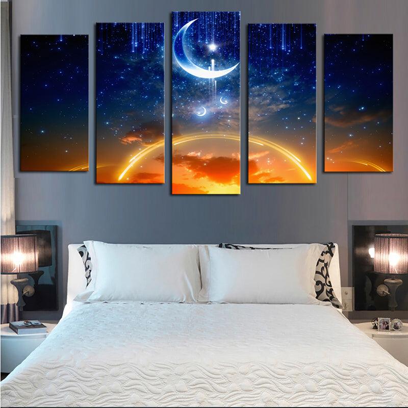 5Pcs Canvas Print Paintings Scenery Oil Painting Wall Decorative Printing Art Picture Frameless Home Office Decoration - MRSLM