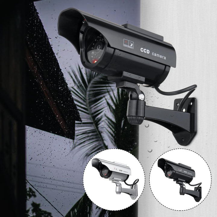 Solar Power Camera CCTV Realistic Dummy Security Cam Blinking Outdoor - MRSLM