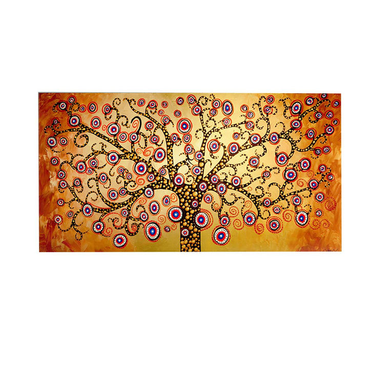 1pcs Canvas Oil Painting Wall Decor Yellow Abstract Tree Wall Hanging Decorative Art Pictures Frameless for Home Office - MRSLM