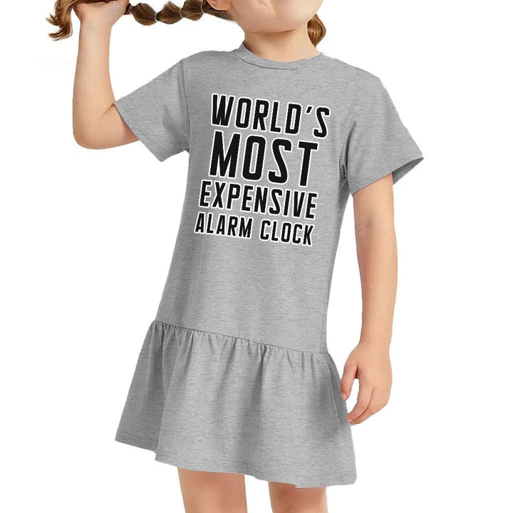 Expensive Alarm Clock Toddler Rib Dress - Best Design Girls' Dress - Trendy Toddler Dress - MRSLM