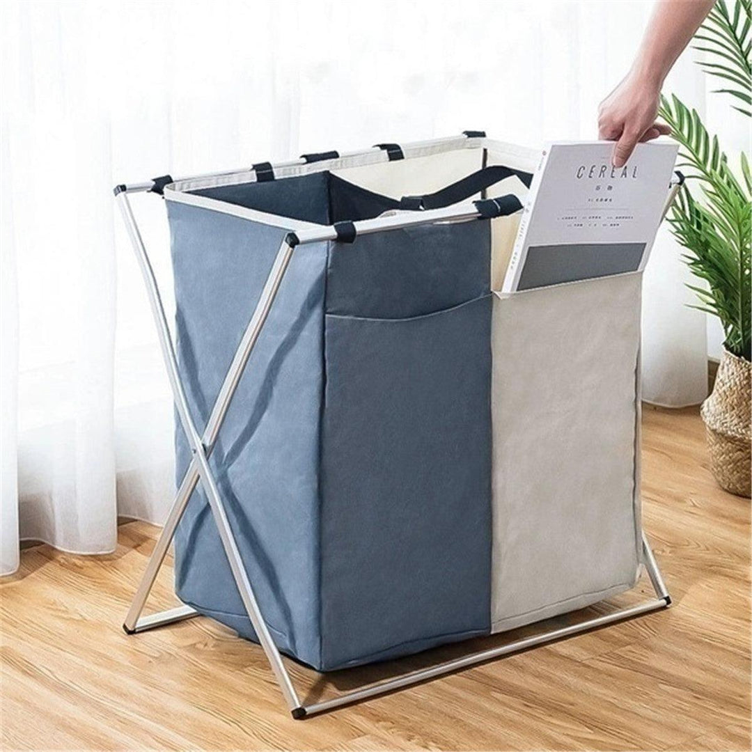 3 Grids Foldable Clothes Storage Hamper Baskets Organizer Laundry Bag - MRSLM