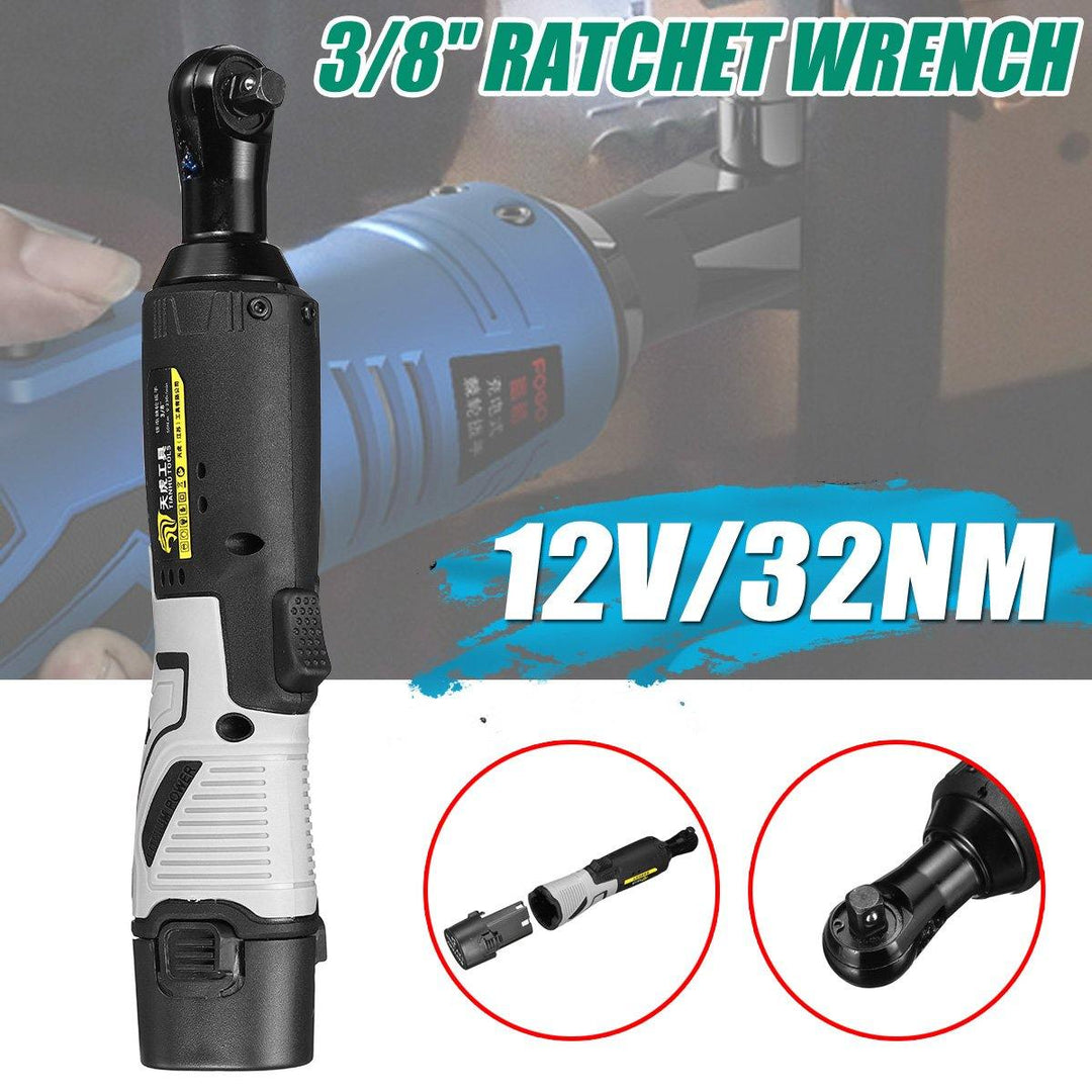 12V 3/8" Cordless Electric Ratchet Wrench Tool Set with Battery & Charger Kit 32NM 1300m - MRSLM