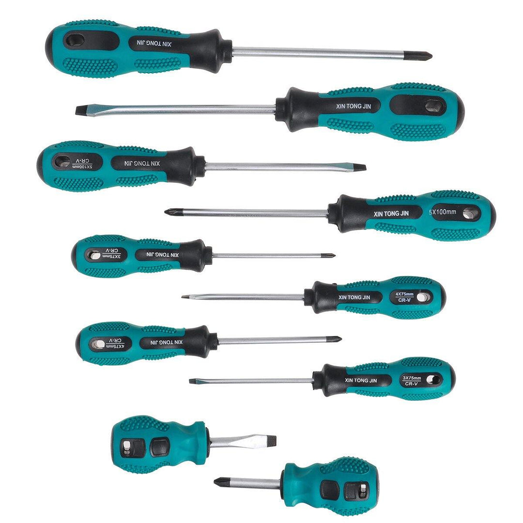 10Pcs Screwdriver Set Hardware ScrewDriver Tool Phillips Slotted Screwdriver W/ Magnetizer - MRSLM