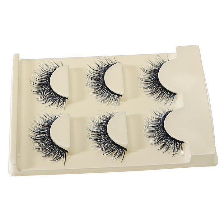 3D False Eyelashes Set Blue False lashes Makeup Natural Eyelashes Extension for Party - MRSLM