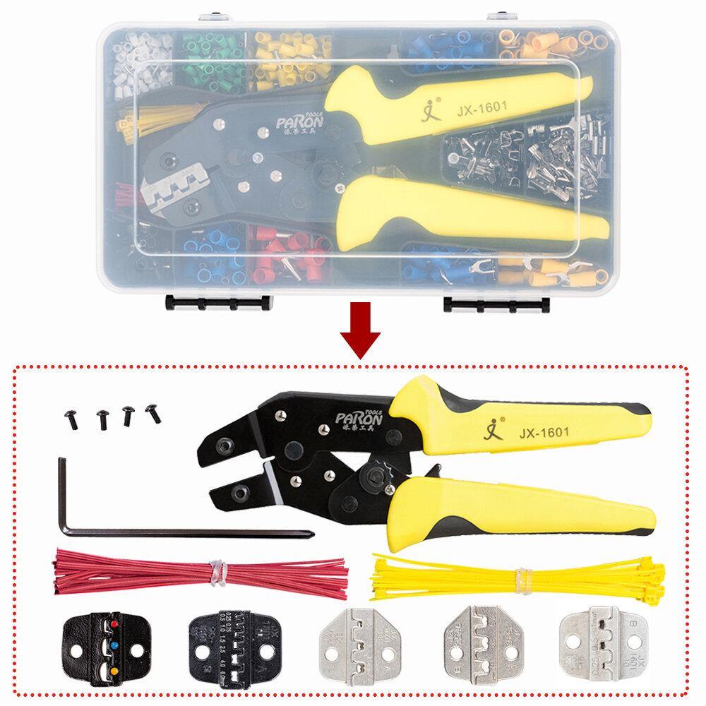 Paron JX-M5S 5 IN 1 Crimper Plier Terminal Crimper Ratchet Crimper Tube Type Crimper Tools Kit with 450Pcs Terminals - MRSLM