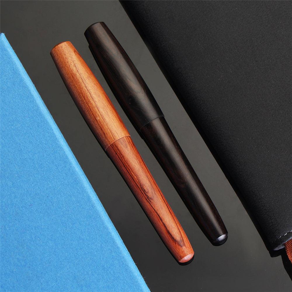 Handmade Fountain Pen Solid Wood Pen 0.38 African Rosewood Sandalwood Extra Fine Pointed Portable Wooden Pole Short Pen For Adult Student - MRSLM