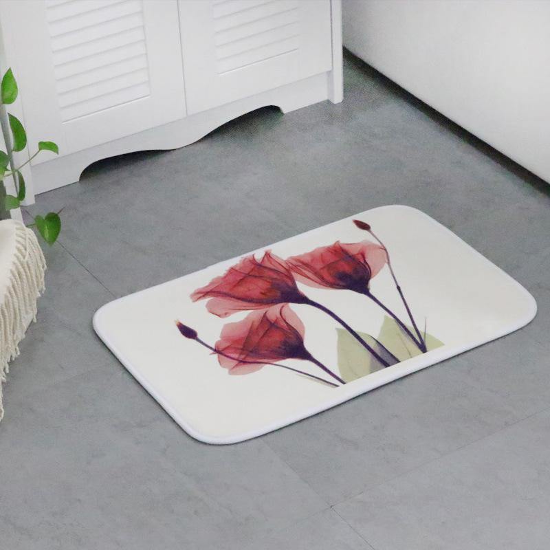 Memory Foam Chronic Rebound 3D Printing Lotus Absorbent Non-slip Mat Lotus Flowers Pattern Home Children's Room Floor Cushion Kitchen Area Rugs Bathroom Carpets - MRSLM