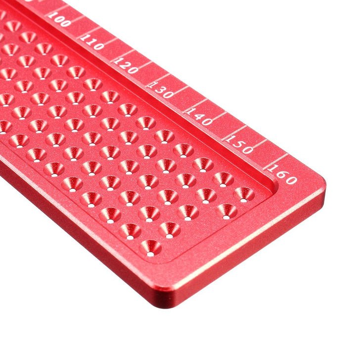 Drillpro Aluminium Alloy T-160 Hole Positioning Metric Measuring Ruler Woodworking Precision Marking Scriber - MRSLM