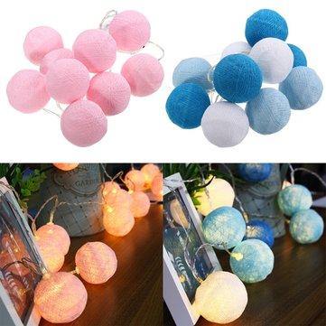 Battery Powered 10LEDs Warm White Cotton Ball Fairy String Light For Wedding Christmas DC3V - MRSLM