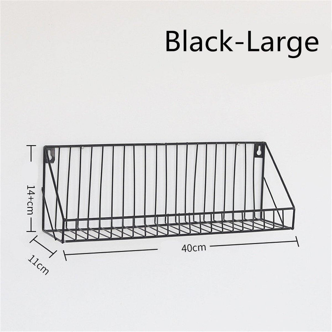 Iron Wall Shelf Mounted Storage Rack Organization Bedroom Kitchen Home Kid Room DIY Decoration Holder - MRSLM