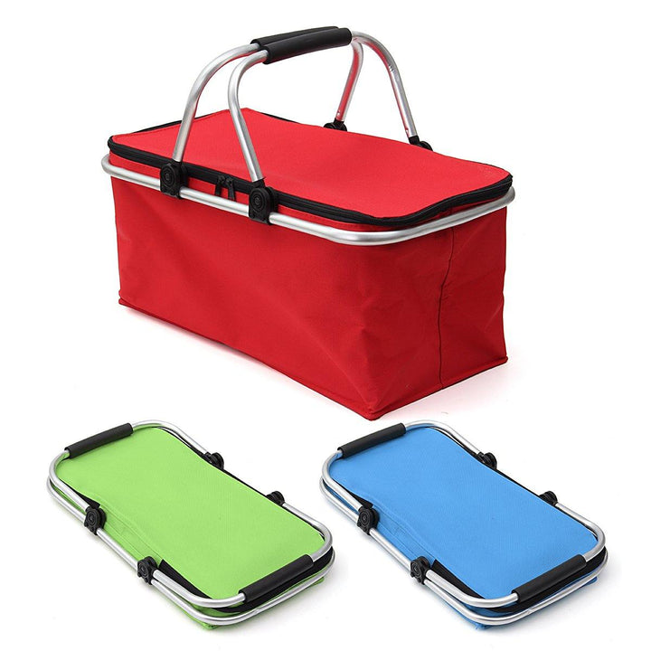 30L Large Folding Insulated Thermal Cooler Bag Picnic Camping Lunch Storage Baskets (Red) - MRSLM