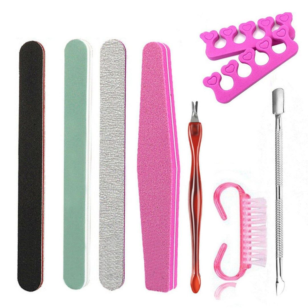 9pcs Manicure Tool Nail File Dead Skin Fork Polishing Strip Polished Nail Set - MRSLM