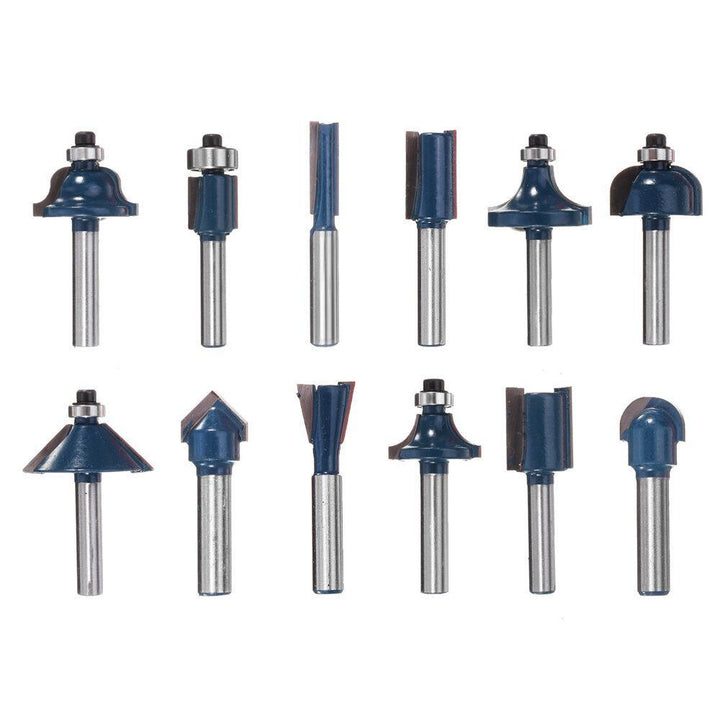 12/15Pcs 1/4 Inch Shank Router Bit Set Woodworking 6.35mm Shank Drill Bits For Trimming Engraving Machine - MRSLM