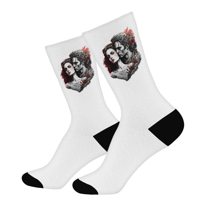 Rose Print Socks - Graphic Novelty Socks - Love Print Crew Socks - MRSLM