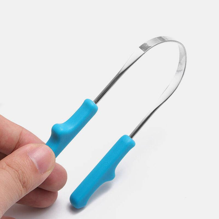 Tongue Cleaner Small Portable Non-Slip Stainless Steel Remove Bad Breath Tongue Scraper for Oral Care Tools - MRSLM