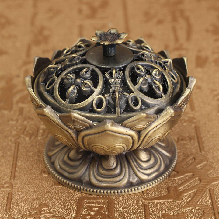 Lotus Cone Incense Burner Holder Flower Statue Censer Chinese Style Buddhist Meditation Home Decor - MRSLM