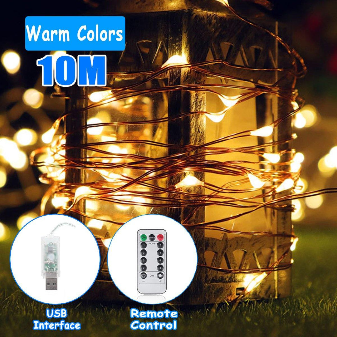 10M 100 LED String Light USB Fairy Night Lamps Holiday Christmas Decor + Remote Control - MRSLM