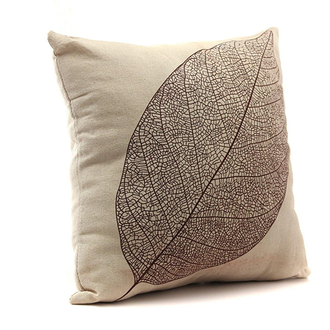 Retro Leaf Pillow Case Linen Cotton Cushion Cover Home Decorations - MRSLM