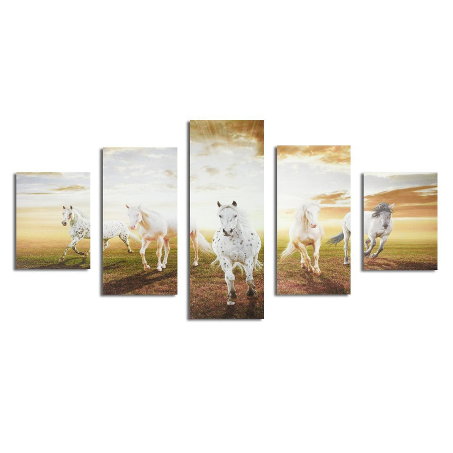 5Pcs Running Horses Canvas Paintings Wall Decorative Print Art Pictures Frameless Wall Hanging Decorations for Home Office - MRSLM