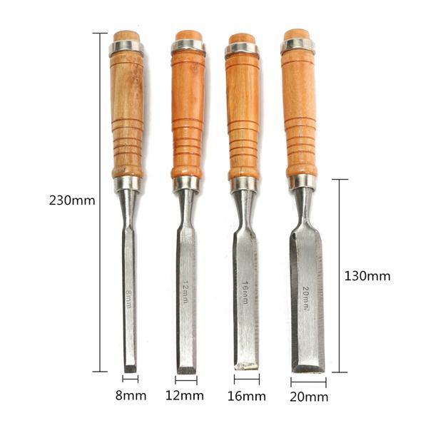 4Pcs 8/12/16/20mm Woodwork Carving Chisels Tool Set For Woodworking Carpenter - MRSLM